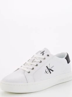 Calvin Klein Jeans Classic Cupsole Lace Up Trainers - White -Barbou Clothing Shop URTXC SQ3 0000000013 WHITE SLf