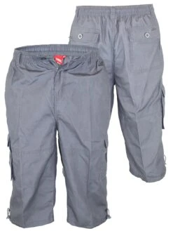 D555 Mason-mason Elasticated Waist Drawcord Cargo Capri Pant - Grey -Barbou Clothing Shop UV2GS SQ3 0000000005 GREY MDo