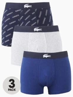 Lacoste 3 Pack Trunks - Navy Blue