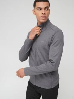 BOSS Skaz Curved Logo Track Top - Medium Grey