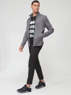 BOSS Skaz Curved Logo Track Top - Medium Grey -Barbou Clothing Shop UVAP9 SQ3 0000000877 MEDIUM GREY MDo