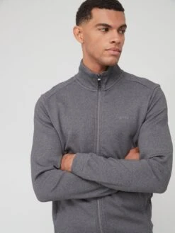 BOSS Skaz Curved Logo Track Top - Medium Grey -Barbou Clothing Shop UVAP9 SQ4 0000000877 MEDIUM GREY MDd