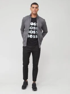 BOSS Skaz Curved Logo Track Top - Medium Grey -Barbou Clothing Shop UVAP9 SQ6 0000000877 MEDIUM GREY MDd2