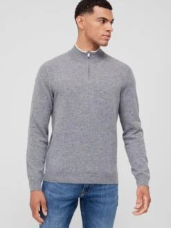 BOSS Barlo-L Quarter Zip Jumper - Silver