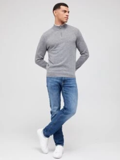 BOSS Barlo-L Quarter Zip Jumper - Silver -Barbou Clothing Shop UVB98 SQ3 0000000035 SILVER MDo