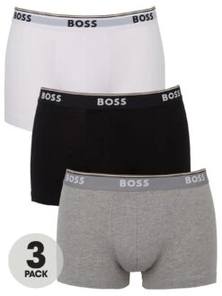 BOSS Bodywear 3 Pack Power Boxer Briefs - Black/White/Grey