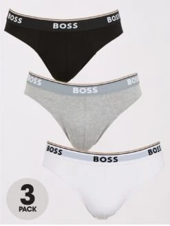 BOSS Bodywear 3 Pack Power Briefs - Black/White/Grey