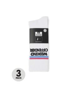 Weekend Offender Twin Stripe 3 Pack Sock - White