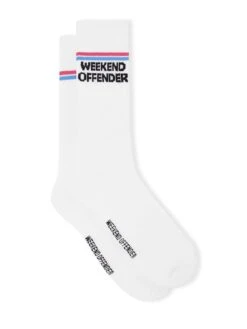 Weekend Offender Twin Stripe 3 Pack Sock - White -Barbou Clothing Shop UWFQM SQ4 0000000013 WHITE SLd1