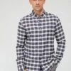 Farah Fraser Button Down Check Organic Cotton Shirt - Cream
