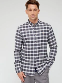 Farah Fraser Button Down Check Organic Cotton Shirt - Cream