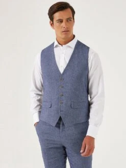 Skopes Jude Herringbone Standard Waistcoat - Blue