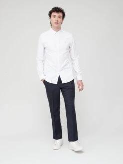 Farah Brewer Long Sleeve Slim Fit Oxford Shirt - White -Barbou Clothing Shop UZKAY SQ3 0000000013 WHITE MDo