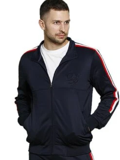 D555 Couture Zip Up Jacket With Taping Detail - Navy