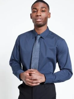 Everyday Long Sleeve Easy Care Smart Shirt - Navy -Barbou Clothing Shop V4NWP SQ6 0000000048 NAVY MDd2