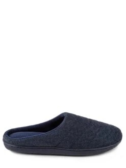 Totes Isotoner Isotoner Textured Cord Stitch Detail Mule Slippers - Navy -Barbou Clothing Shop V6QQZ SQ3 0000000048 NAVY SLf