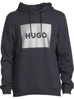 HUGO Duratschi_g Metalic Logo Overhead Hoodie - Dark Blue -Barbou Clothing Shop V6SYL SQ4 0000000354 DARK BLUE MDd
