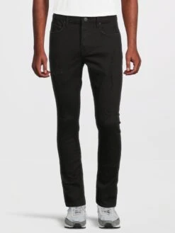 AllSaints Cigarette Skinny Fit Damaged Jeans - Black