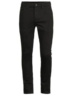 AllSaints Cigarette Skinny Fit Damaged Jeans - Black -Barbou Clothing Shop V7G9J SQ3 0000000004 BLACK SLf
