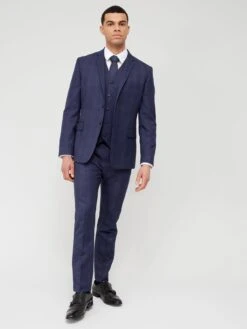 Very Man Check Slim Fit Suit Jacket - Navy -Barbou Clothing Shop V7W3A SQ6 0000000048 NAVY MDd2