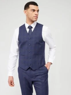 Very Man Check Waistcoat - Navy
