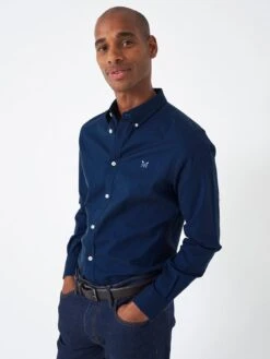 Crew Clothing Tailored Fit Organic Oxford Shirt - Pink