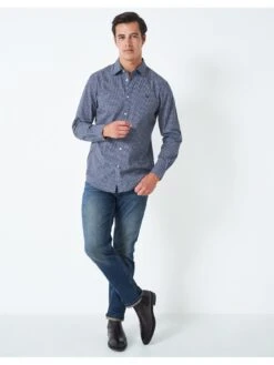 Crew Clothing Crew Micro Gingham Marl Shirt -Barbou Clothing Shop V8MWD SQ3 0000000005 GREY MDo
