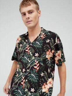 Jack & Jones Floral Short Sleeve Shirt - Black -Barbou Clothing Shop V9I1R SQ4 0000000004 BLACK MDd