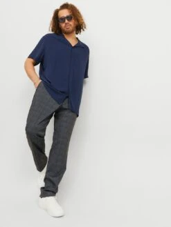 Jack & Jones PLUS Phil Check Chinos - Dark Grey -Barbou Clothing Shop V9I5E SQ3 0000000070 DARK GREY MDo
