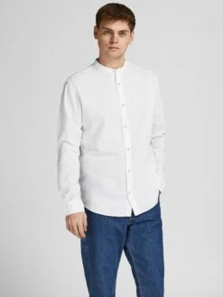 Jack & Jones Summer Collarless Shirt - White