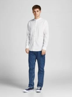 Jack & Jones Summer Collarless Shirt - White -Barbou Clothing Shop V9I6D SQ3 0000000013 WHITE MDo
