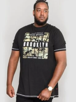 D555 Bricket Camo Brooklyn Print T-shirt - Black