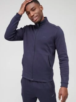 BOSS Skaz Curved Zip Through Sweat Top - Navy