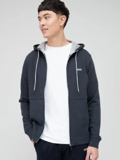 BOSS  Saggy Zip Through Hoodie - Dark Blue