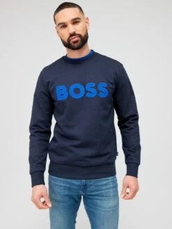 BOSS Stadler 84 Large Logo Sweatshirt - Dark Blue