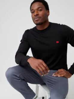 HUGO San Cassius-C1 Crew Neck Jumper - Black  -Barbou Clothing Shop VAOJ2 SQ4 0000000004 BLACK MDd