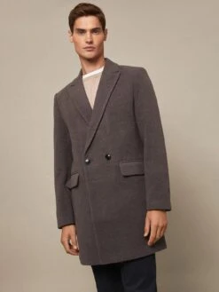 Burton Menswear London Burton Peak Lapel Overcoat - Grey