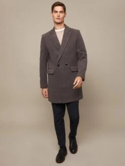 Burton Menswear London Burton Peak Lapel Overcoat - Grey -Barbou Clothing Shop VAYY4 SQ3 0000000005 GREY MDo