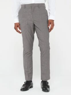Peter Werth X Very Slim Fit Dogtooth Suit Trousers - Grey 