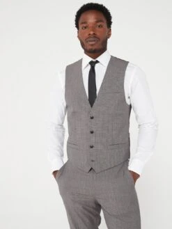 Peter Werth X Very Slim Fit Dogtooth Waistcoat