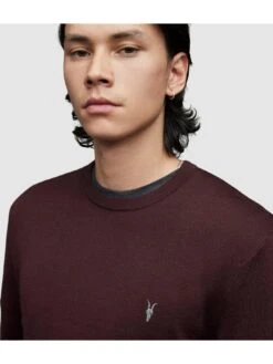 AllSaints Mode Merino Wool Knitted Jumper - Dark Red -Barbou Clothing Shop VBCPS SQ6 0000000315 DARK RED MDd