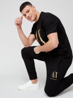 Armani Exchange Large Logo Ax Joggers - Black -Barbou Clothing Shop VBY6D SQ4 0000000004 BLACK MDd