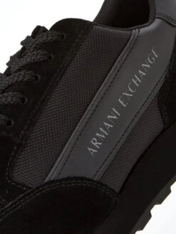 Armani Exchange Suede Mix Runner Trainers - Black -Barbou Clothing Shop VBY7G SQ6 0000000004 BLACK SLd