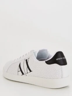 Armani Exchange Perforated Leather Trainers -Barbou Clothing Shop VBY7N SQ3 0000000269 WHITE BLACK SLf