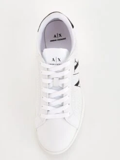 Armani Exchange Perforated Leather Trainers -Barbou Clothing Shop VBY7N SQ4 0000000269 WHITE BLACK SLt