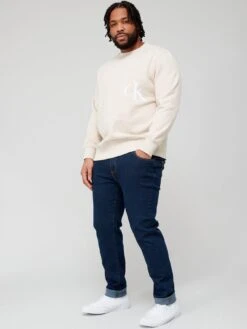 Calvin Klein Jeans Big & Tall Spray Crew Neck Sweatshirt - Beige -Barbou Clothing Shop VCVHO SQ3 0000000108 BEIGE MDo