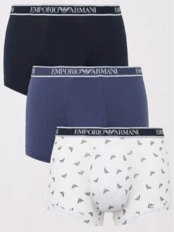 Emporio Armani Bodywear 3 Pack Trunks With Logo Waistband - Multi