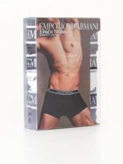 Emporio Armani Bodywear 3 Pack Trunks With Logo Waistband - Multi -Barbou Clothing Shop VD627 SQ4 0000000029 MULTI SLd1
