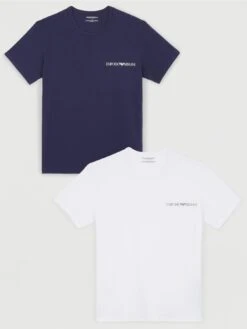 Emporio Armani Bodywear Bodywear 2 Pack Lounge T-Shirt - White/Blue