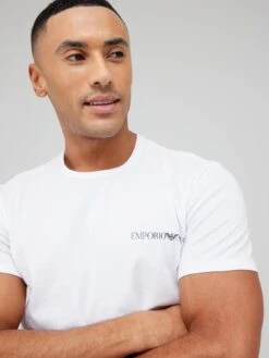 Emporio Armani Bodywear Bodywear 2 Pack Lounge T-Shirt - White/Blue -Barbou Clothing Shop VD64P SQ5 0000000029 MULTI MDd